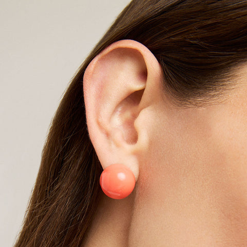 Dome Stud Earring - Gold / Fusion Coral