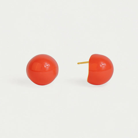 Dome Stud Earring - Gold / Fusion Coral