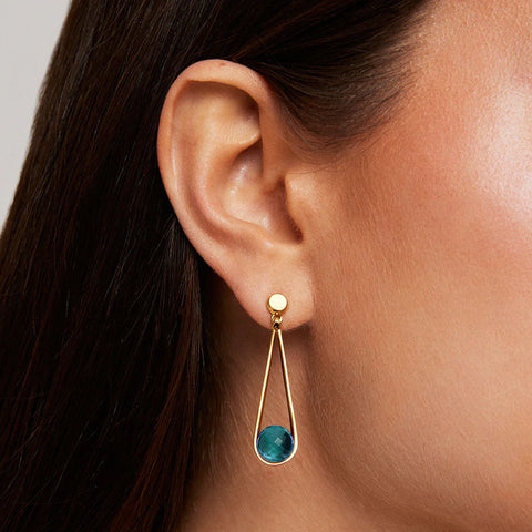 Mini Ipanema Earrings - Gold / Paraiba Blue