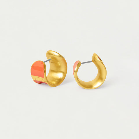 Sol Huggie Hoops - Gold / Fusion Coral