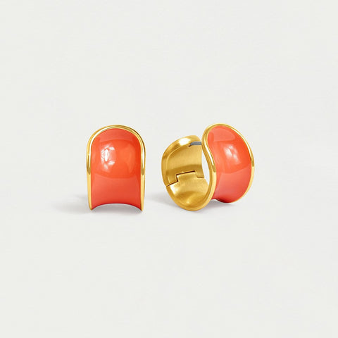 Sol Huggie Hoops - Gold / Fusion Coral