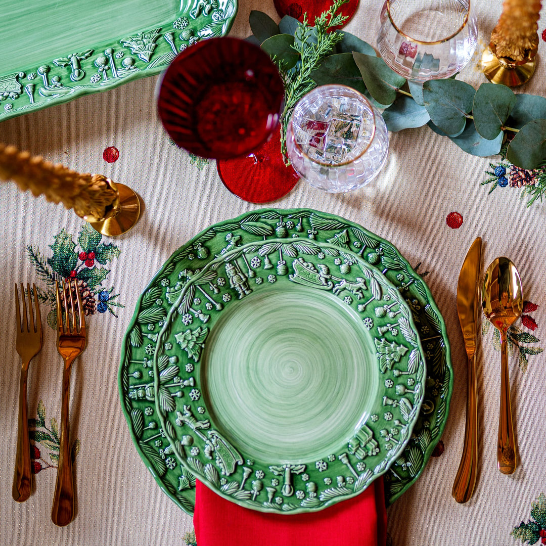 Fiabe di Natale Green Dinner Plate