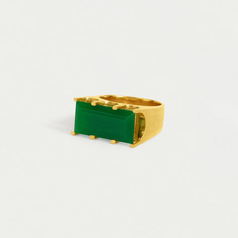 Mini Castle Ring - Gold / Green Onyx