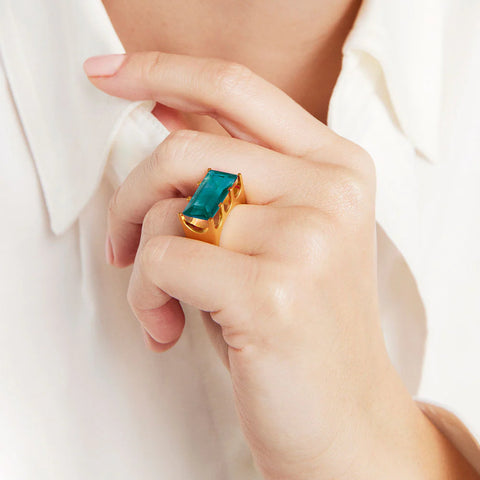 Mini Castle Ring - Gold / Paraiba Blue