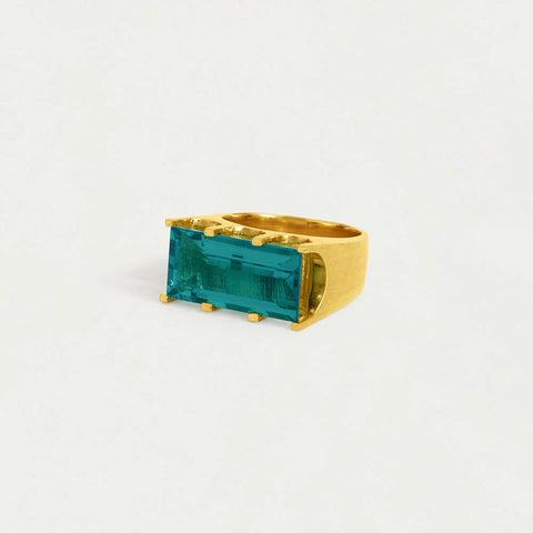 Mini Castle Ring - Gold / Paraiba Blue