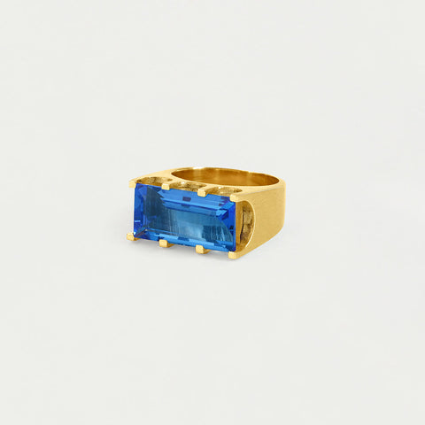 Mini Castle Ring - Gold / Midnight Blue