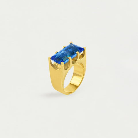 Mini Castle Ring - Gold / Midnight Blue