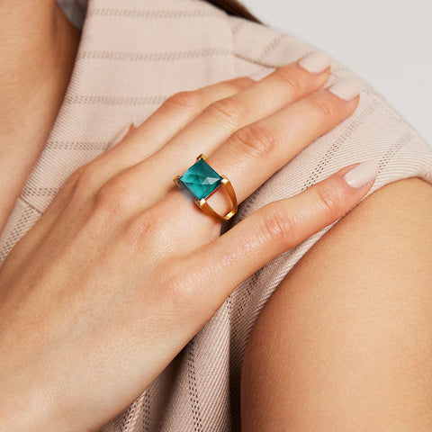 Mini Plaza Ring - Paraiba Blue