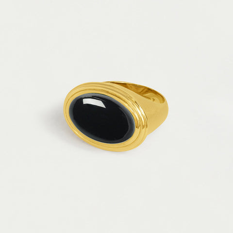 Forme Gemstone Statement Ring - Gold / Black Onyx