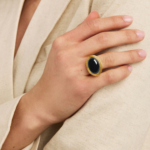 Forme Gemstone Statement Ring - Gold / Black Onyx