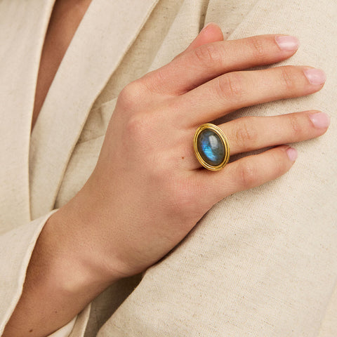 Forme Gemstone Statement Ring - Gold / Labradorite