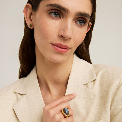 Forme Gemstone Statement Ring - Gold / Labradorite