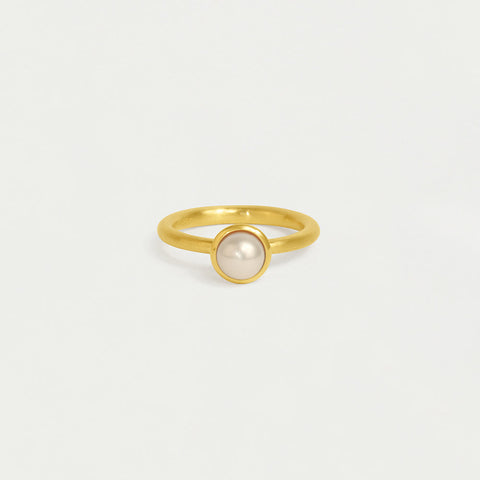 Catalina Mini Gemstone Stacking Ring - Gold / Pearl