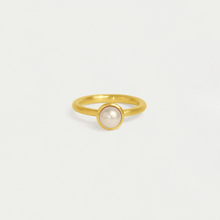 Catalina Mini Gemstone Stacking Ring - Gold / Pearl