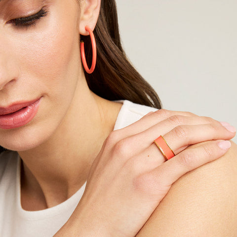 Thick Stacking Ring - Gold / Fusion Coral