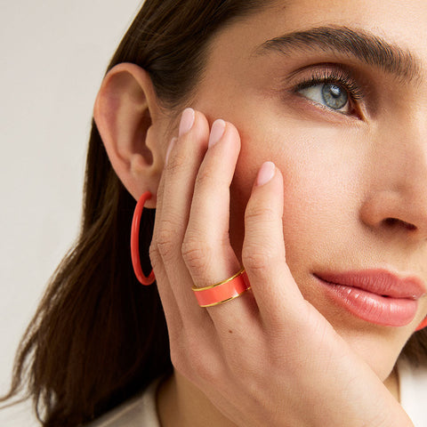 Thick Stacking Ring - Gold / Fusion Coral