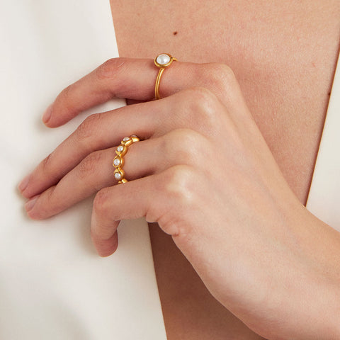 Eternity Stacking Ring - Gold / Pearl