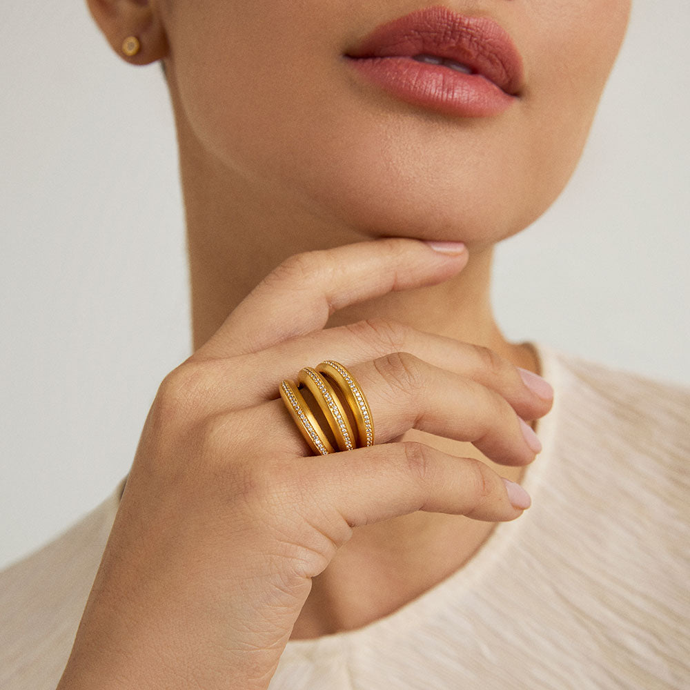 Dauphine Pavé Stacking Ring - Gold