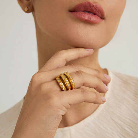 Dauphine Pavé Stacking Ring - Gold