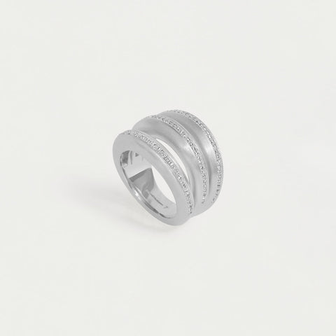 Dauphine Pavé Stacking Ring - Silver