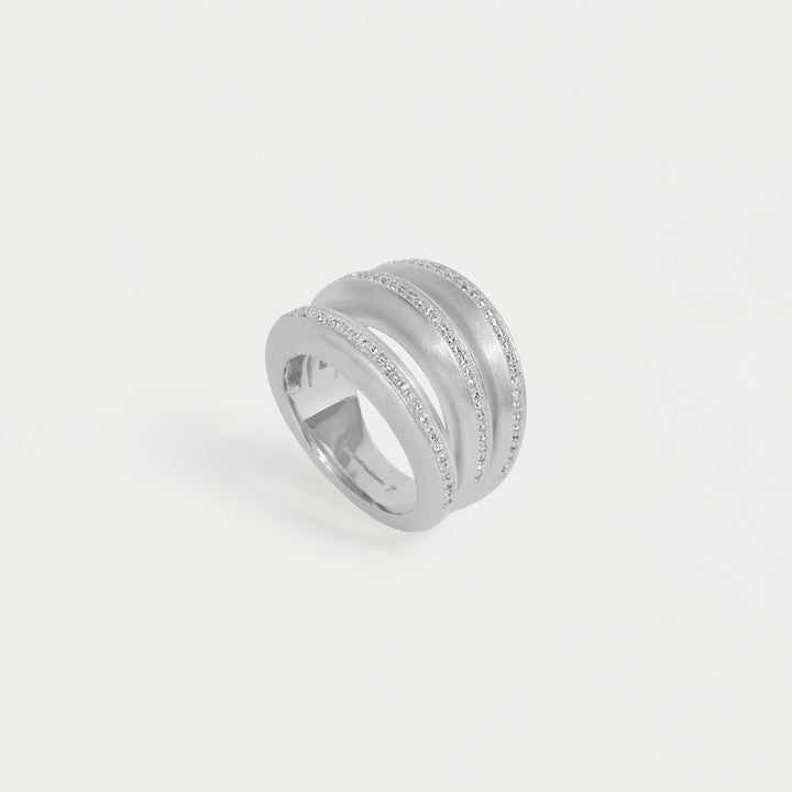 Dauphine Pavé Stacking Ring - Silver
