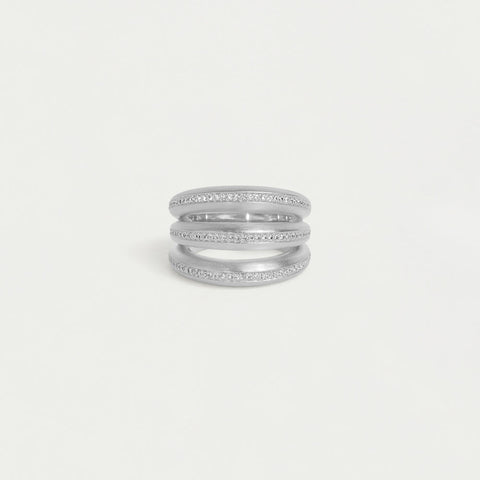 Dauphine Pavé Stacking Ring - Silver