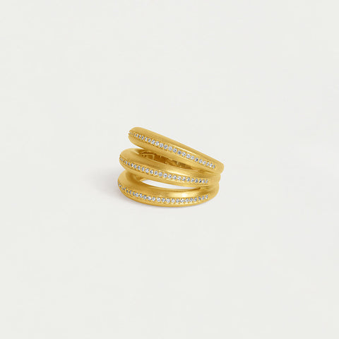 Dauphine Pavé Stacking Ring - Gold