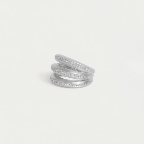 Dauphine Pavé Stacking Ring - Silver