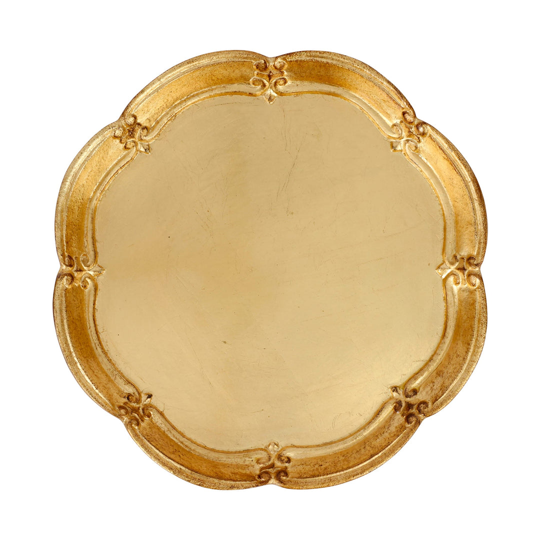 Florentine Wooden Accessories Gold Medium Round Tray