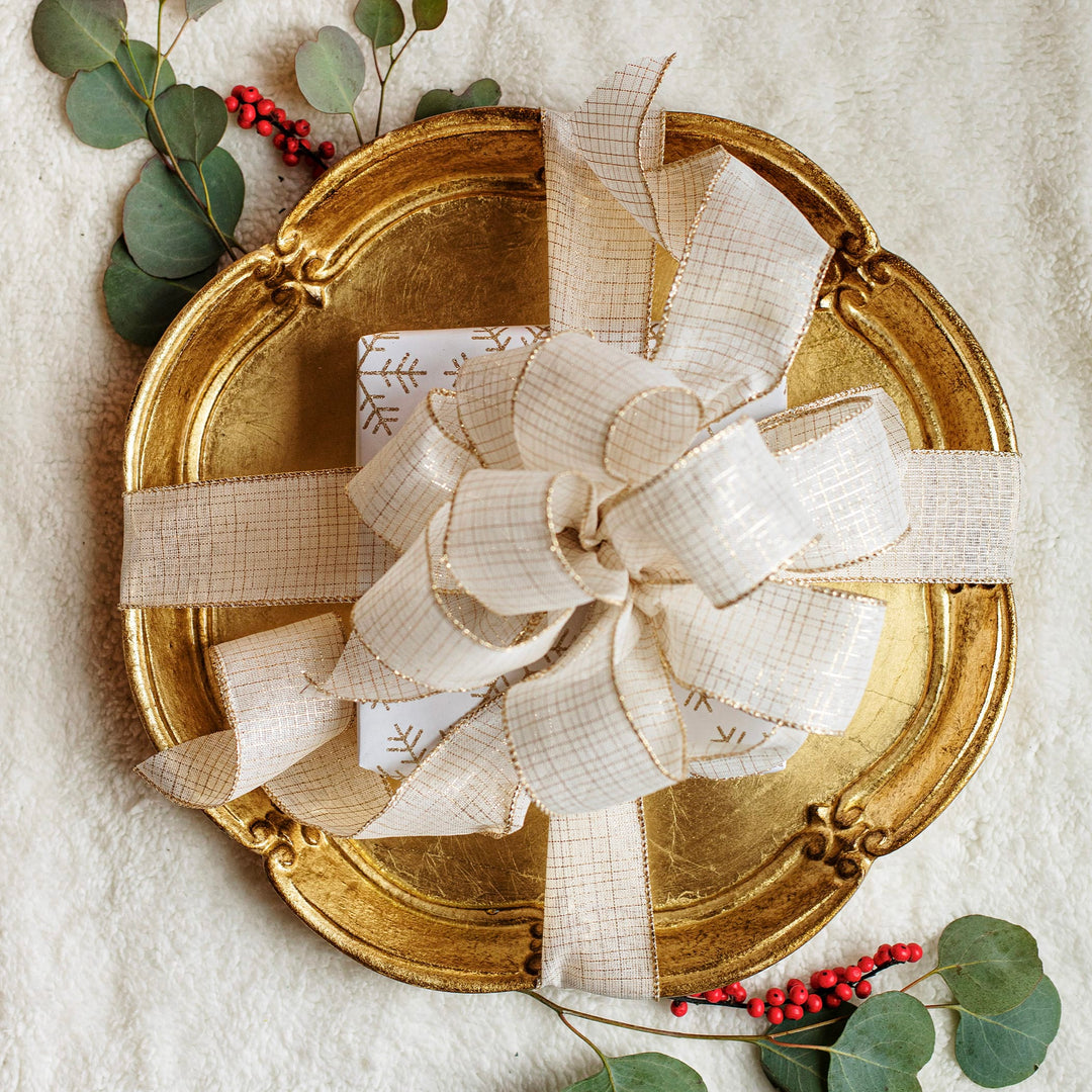 Florentine Wooden Accessories Gold Medium Round Tray