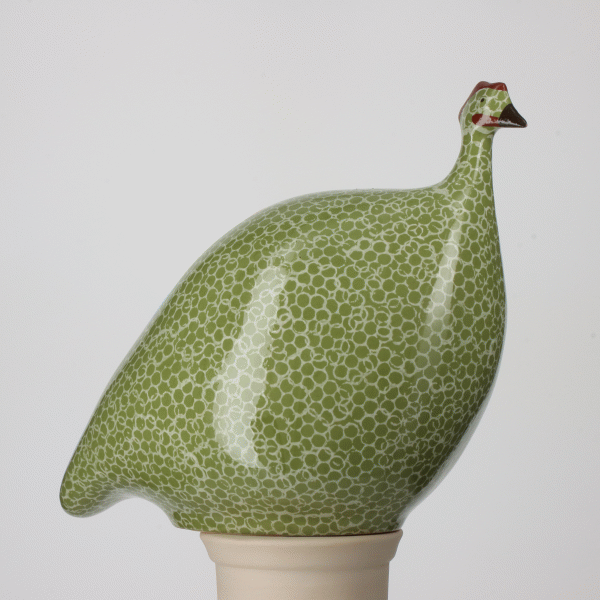 Guinea Fowl, Green Splashes Spotted White / Medium