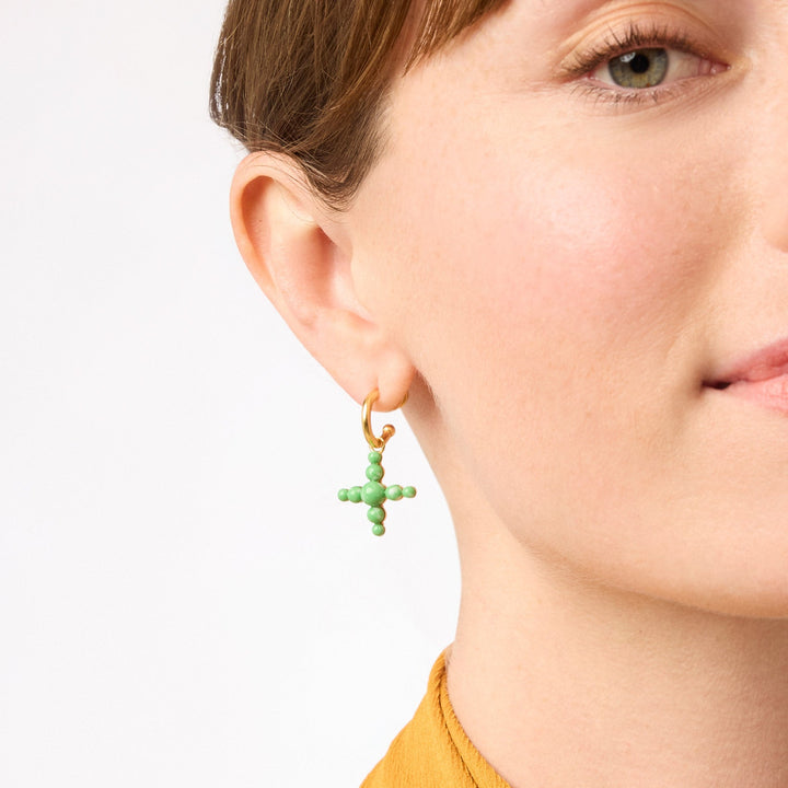 Gumdrop Cross Hoop &amp; Charm Earring