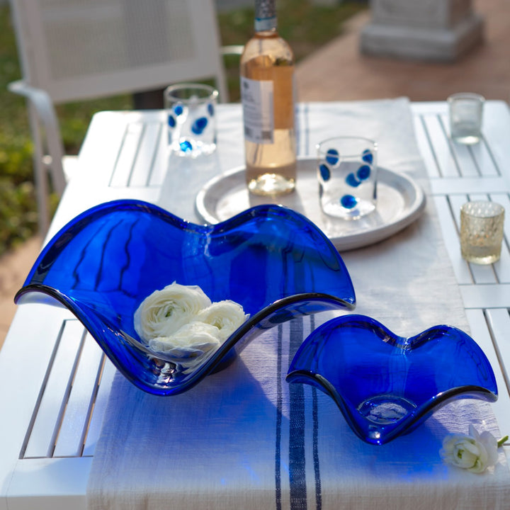 Hibiscus Glass Cobalt Large Bowl