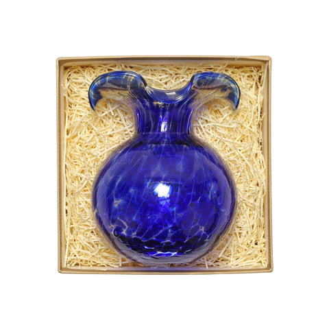 Hibiscus Glass Cobalt Tortoiseshell Bud Vase