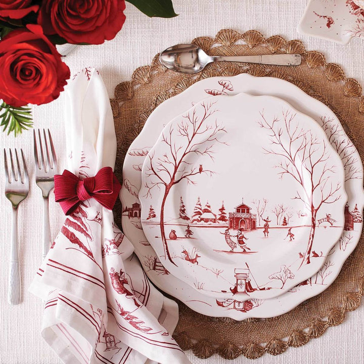 Country Estate Winter Frolic Napkin - Ruby