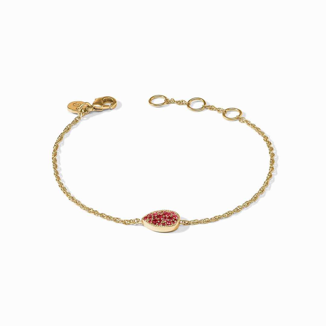 Birthstone Teardrop Delicate Bracelet - Ruby - July