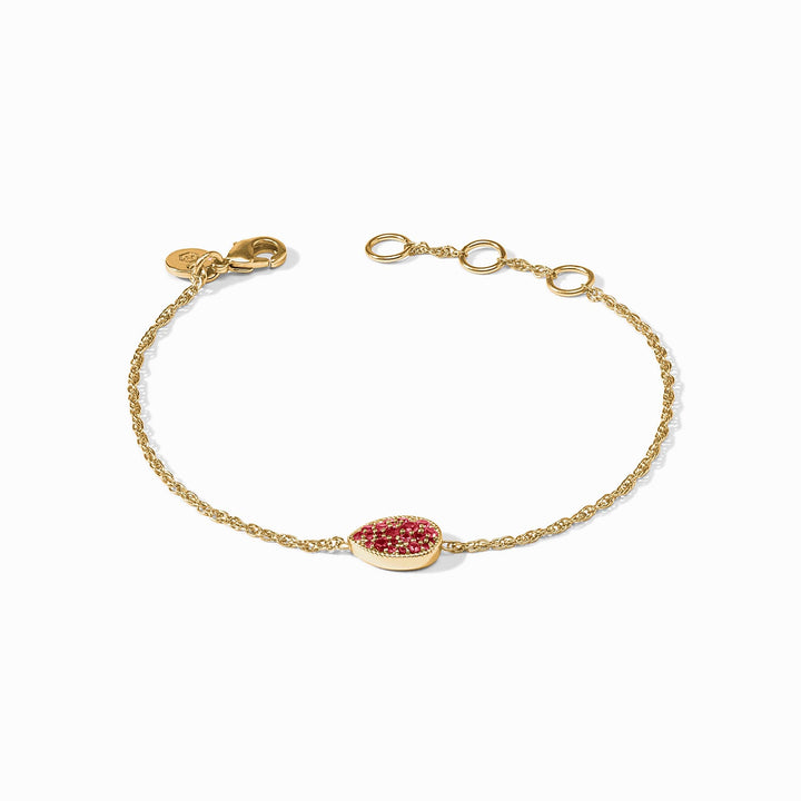 Birthstone Teardrop Delicate Bracelet - Ruby - July