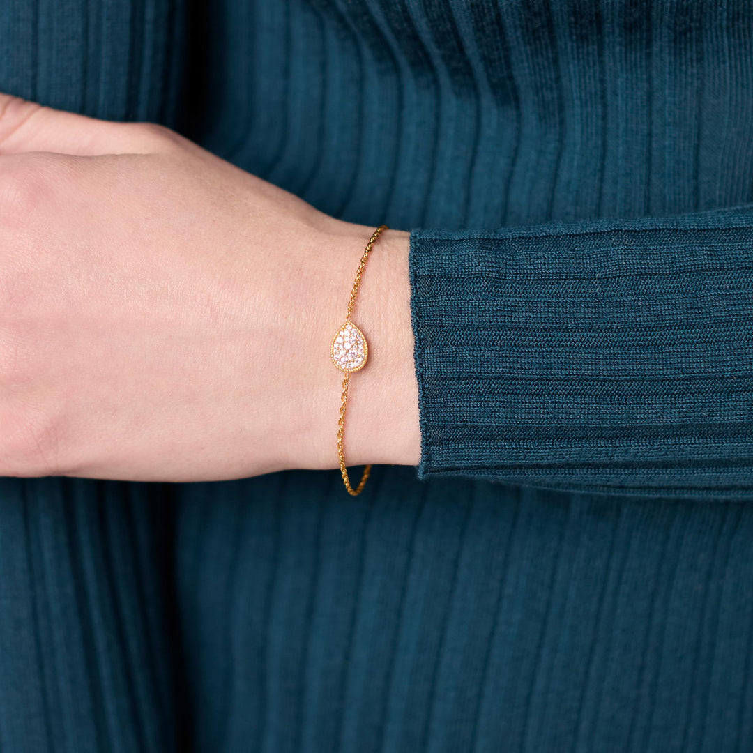 Birthstone Teardrop Delicate Bracelet - Ruby - July