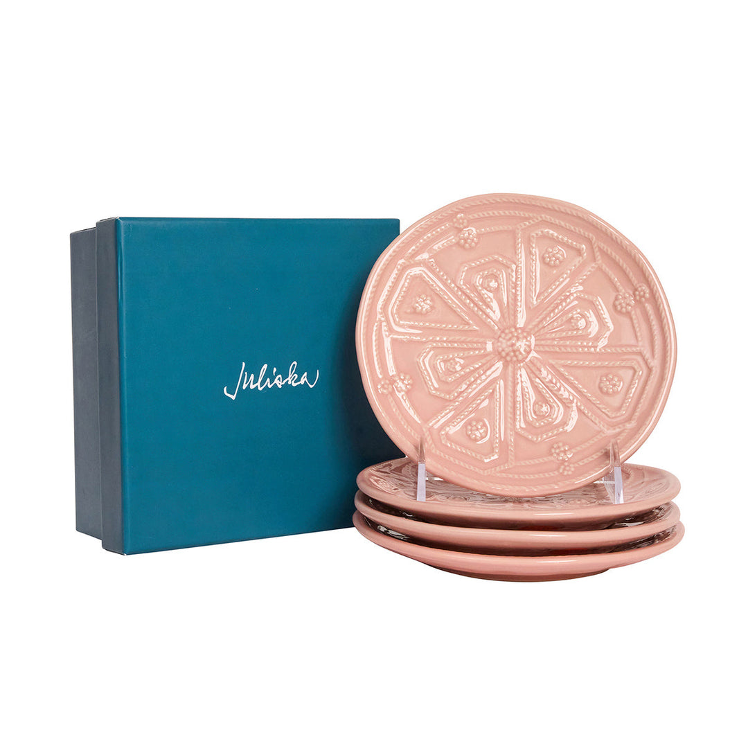 Jardins Du Monde Side/Cocktail Plate Assorted Set/4 - Blush