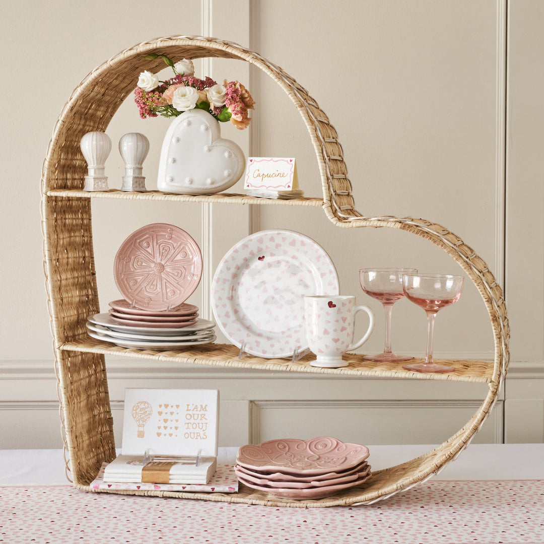 Provence Rattan Heart Shelving Unit - Whitewash