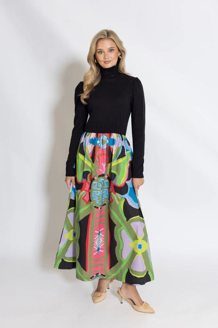 Keaton© Mixed Media Turtle Neck Dress