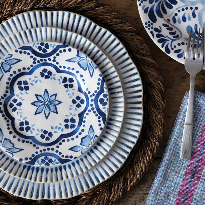 Sitio Stripe Dessert/Salad Plate - Indigo