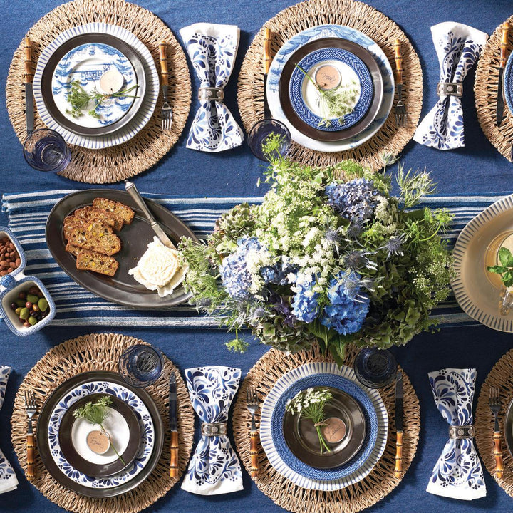Sitio Stripe Dessert/Salad Plate - Indigo