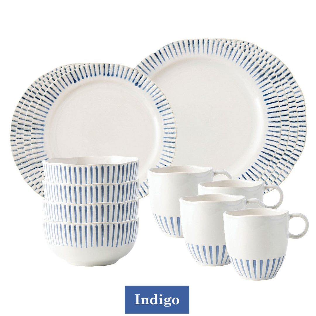 Sitio Stripe 16pc Place Setting - Indigo