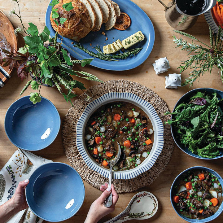 Sitio Stripe 12" Serving Bowl - Indigo