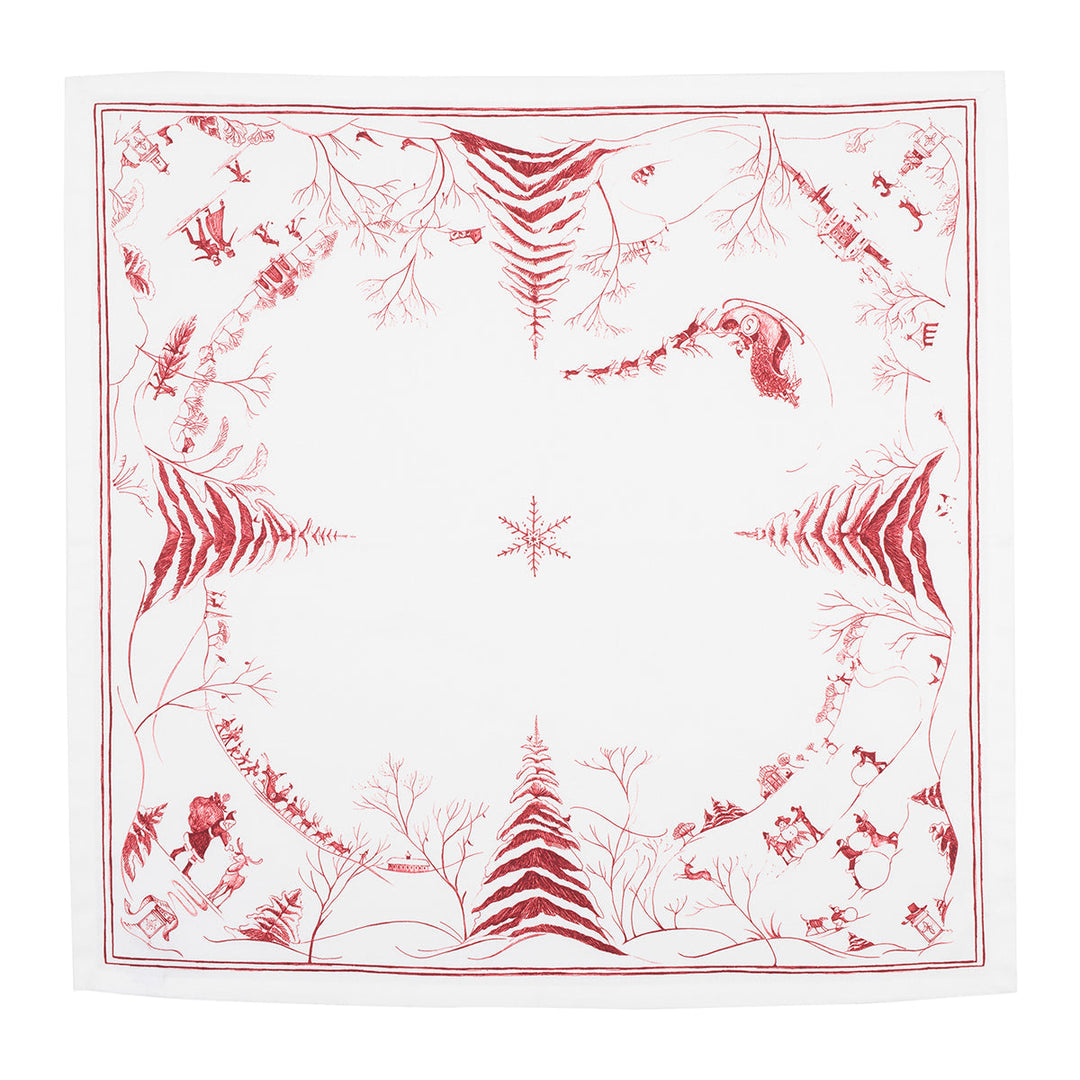 Country Estate Winter Frolic Napkin - Ruby