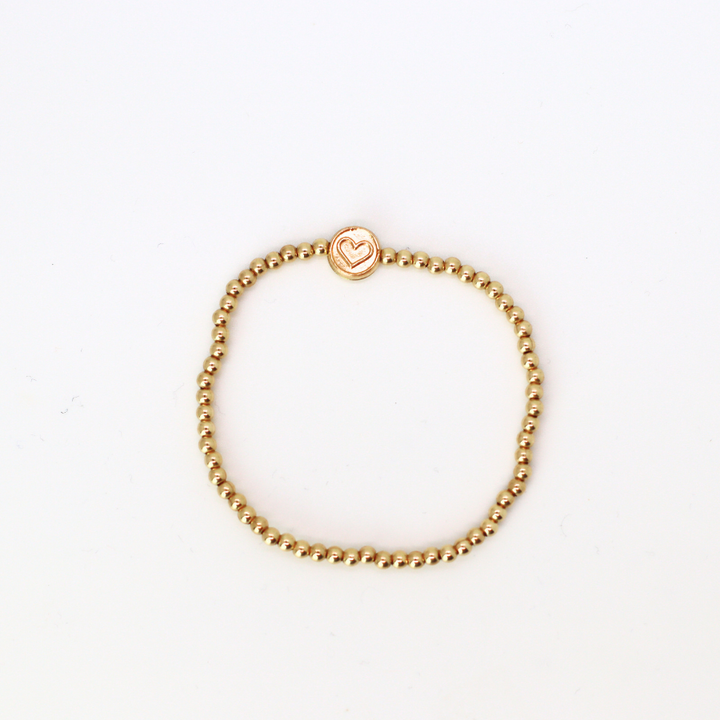 Round Heart 2mm Gold Filled Bracelet