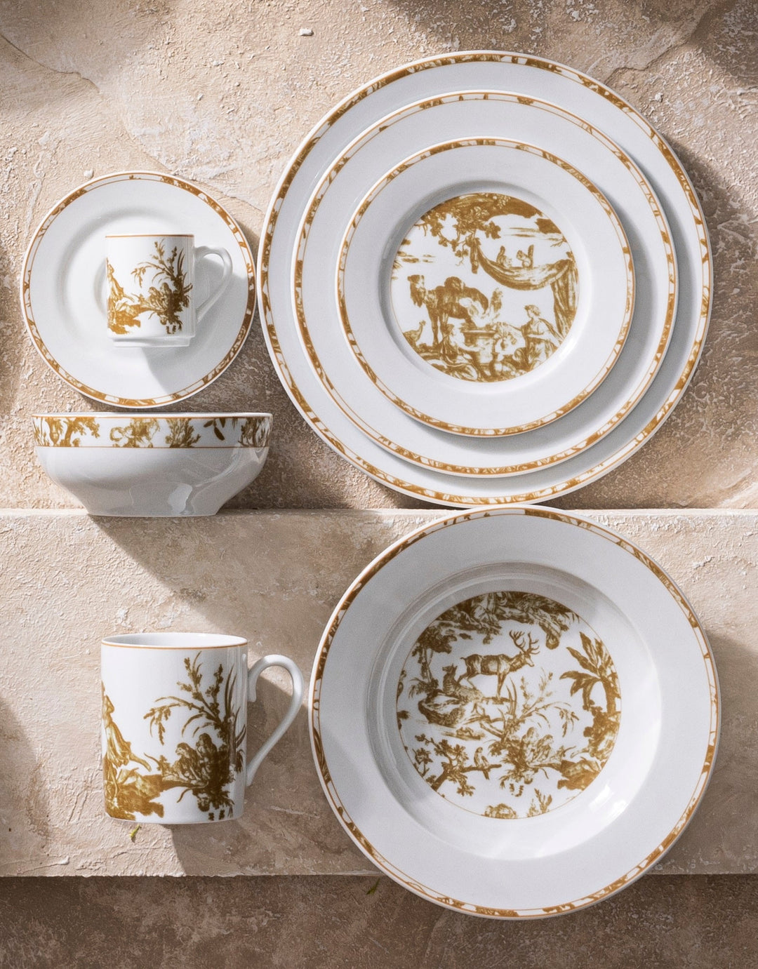 Toile de Jouy, Bowl: The Four Parts of the World, Bronze, Set of 4