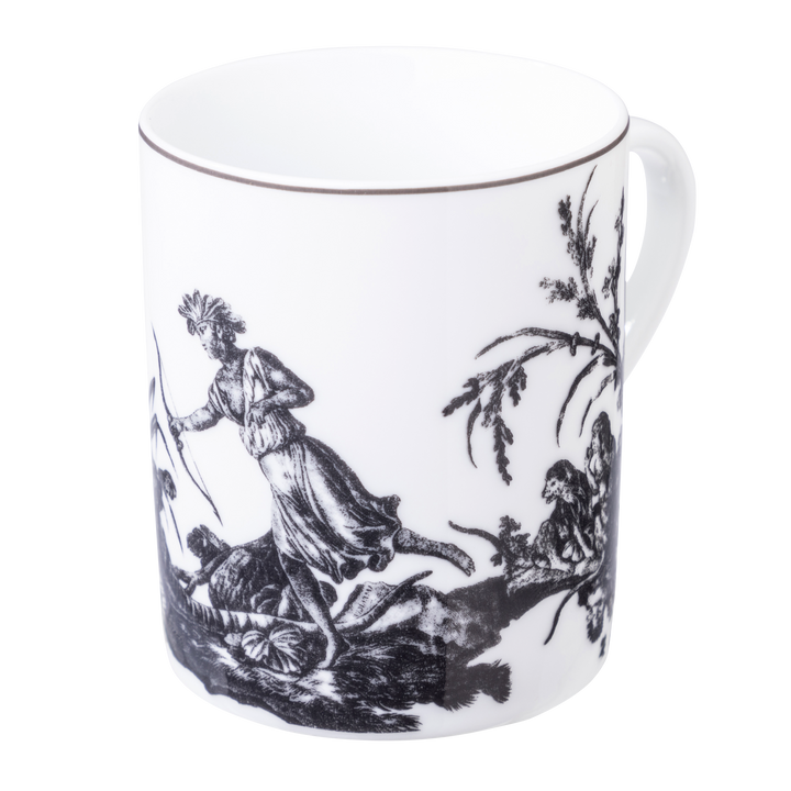 Toile de Jouy, Mug: The Four Parts of the World, Dark Gray, Set of 4