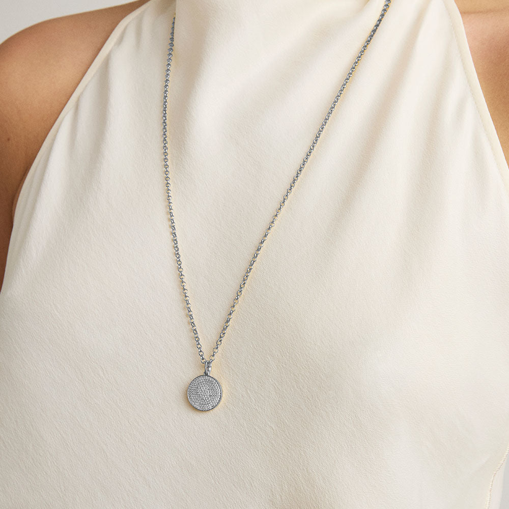 Mirabeaux Pave Long Pendant Necklace